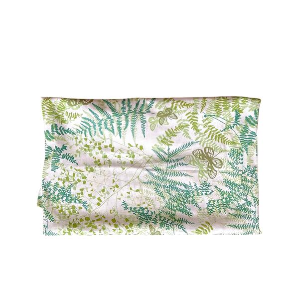 Vintage Vera Neumann Green Fern Butterfly Oval Oblong Tablecloth - Picture 7 of 12